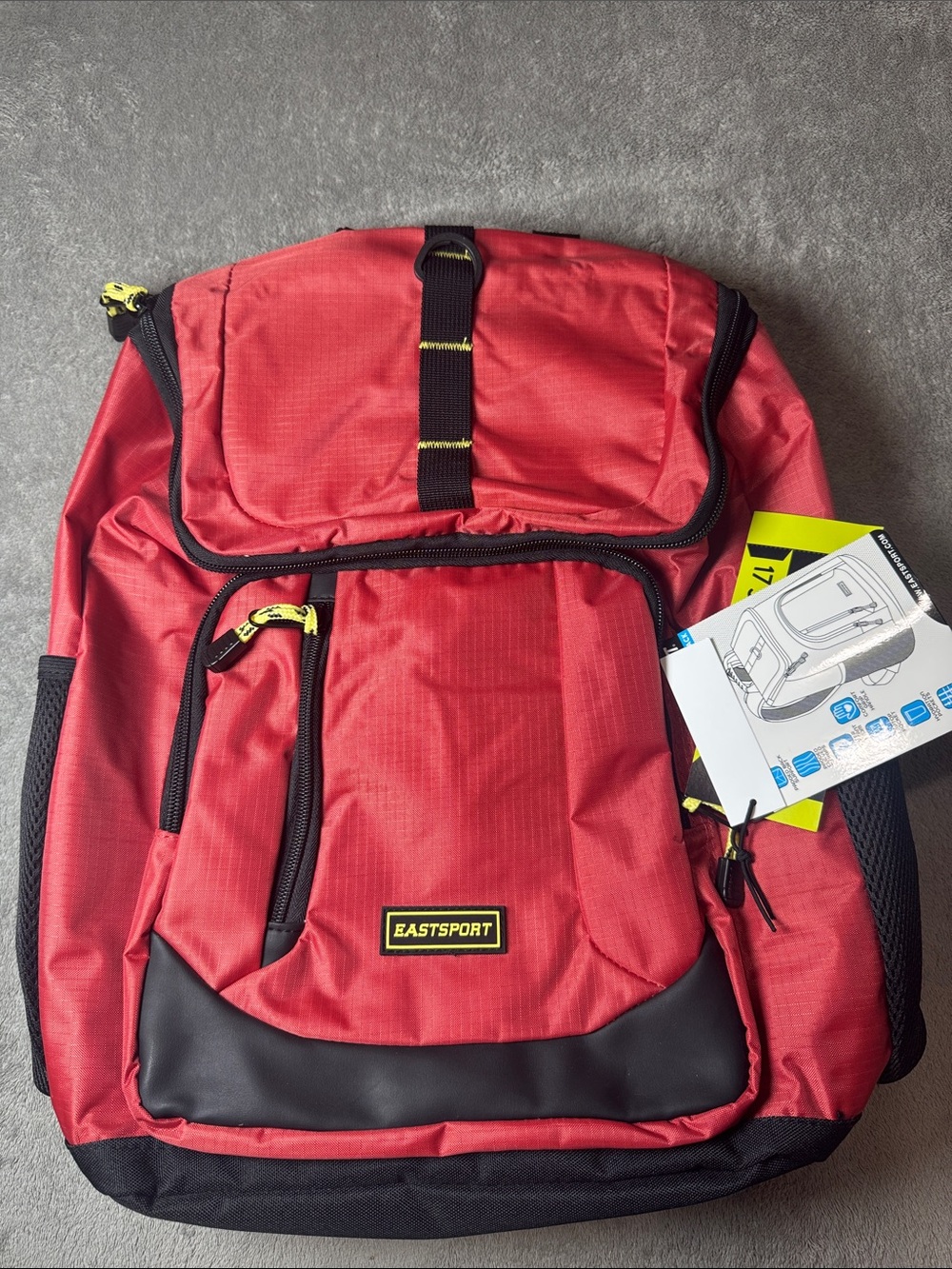 Eastsport Men's Red Everyday Backpack with Multiple Pockets